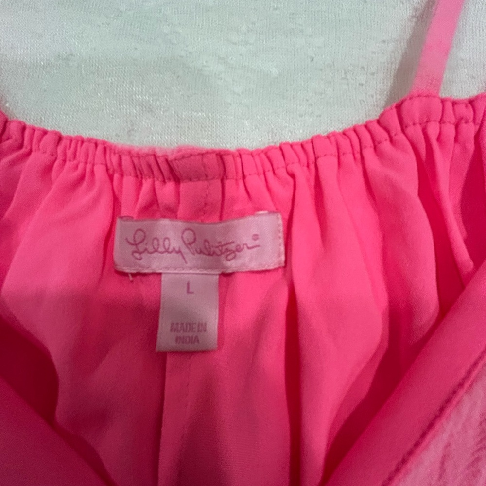 Lilly Pulitzer NWOT Off-the-Shoulder Ruffle Top Size Large Hot Pink - Picture 4 of 5